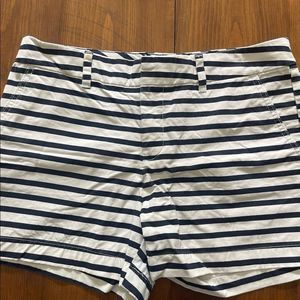 Tommy Hilfiger Striped Cotton Twill Shorts White Navy Size 8
